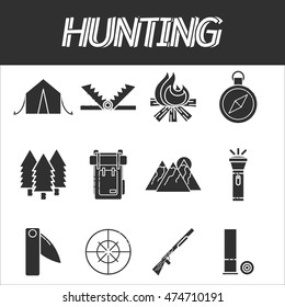 Hunting icons set
