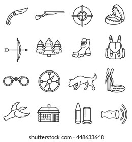 hunting icons set thin line design