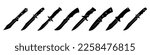 Hunting knife black icon. Set of hunting knife icons on white background. Vector illustration.