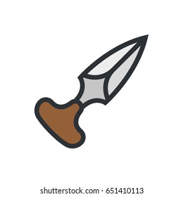 Hunting Knife Dagger Minimal Color Flat Line Outline Stroke Icon Pictogram Symbol