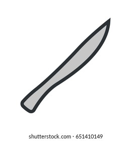 Hunting Knife Dagger Minimal Color Flat Line Outline Stroke Icon Pictogram Symbol