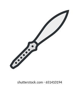 Hunting Knife Dagger Minimal Color Flat Line Outline Stroke Icon Pictogram Symbol