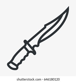 Hunting Knife Dagger Minimal Flat Line Outline Stroke Icon Pictogram Symbol