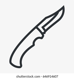 Hunting Knife Dagger Minimal Flat Line Outline Stroke Icon Pictogram Symbol