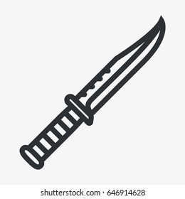 Hunting Knife Dagger Minimal Flat Line Outline Stroke Icon Pictogram Symbol