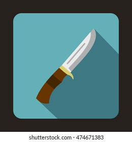 Hunting knife icon in flat style with long shadow