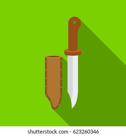 Hunting knife icon in flat style isolated on white background. Hunting symbol stock vector illustration.
