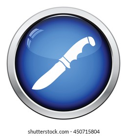 Hunting knife icon. Glossy button design. Vector illustration.