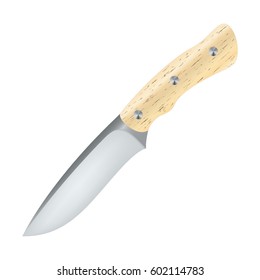 Hunting knife with ivory handle, vector design 