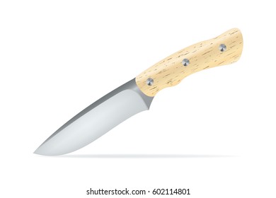 Hunting knife with ivory handle, vector design 