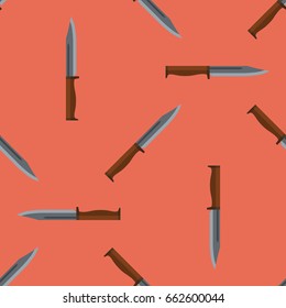 Hunting knife seamless repeating tiled background. Vector