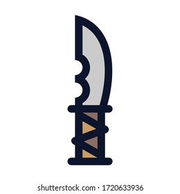 Jagdmesser. Einfaches Vektorfarbsymbol.