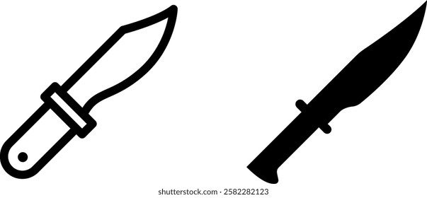 Hunting Knife Vector Icon Set – Rugged and Durable Outdoor Tools