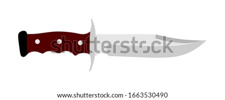 Hunting knife vector illustration isolated on white background. Military knife slice symbol. Survivor tool. Dirk sign. Bayonet vector. Kitchen tool equipment.