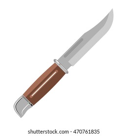 Hunting knife. Vector illustrations in flat cartoon style. Isolated vector illustration