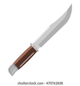 Hunting knife. Vector illustrations in flat cartoon style. Isolated vector illustration