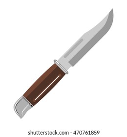 Hunting knife. Vector illustrations in flat cartoon style. Isolated vector illustration