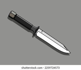hunting knife vector isolated gray background.
