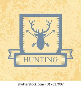 Hunting label on the ancient background