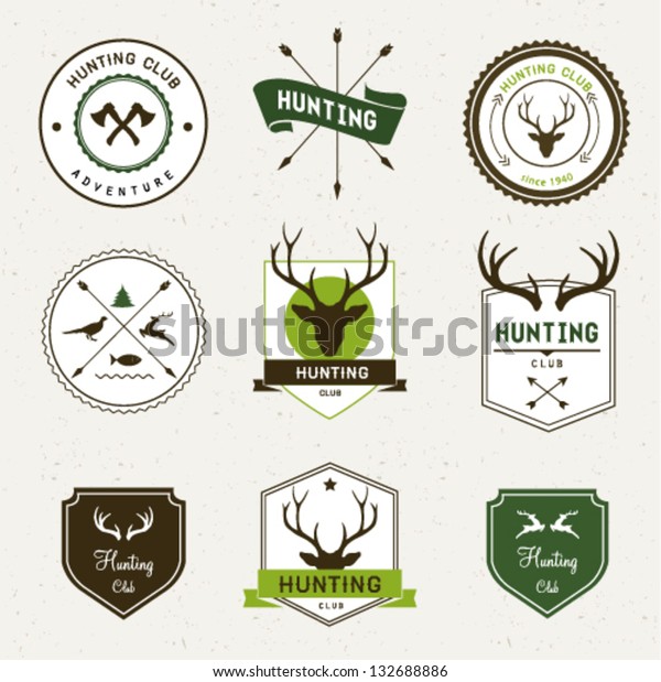 Hunting Labels Set Stock Vector (Royalty Free) 132688886 | Shutterstock