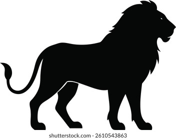 Hunting lion silhouette vector illustration