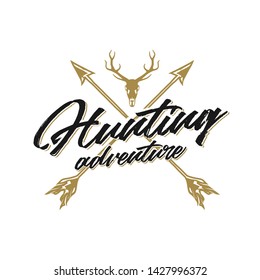 Hunting logo with arrow elements and deer skull