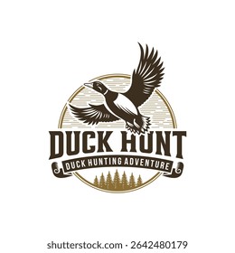 Hunting Logo Badge or Emblem for Hunting Club Sport Duck Hunting Stamp