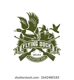 Hunting Logo Badge or Emblem for Hunting Club Sport Duck Hunting Stamp