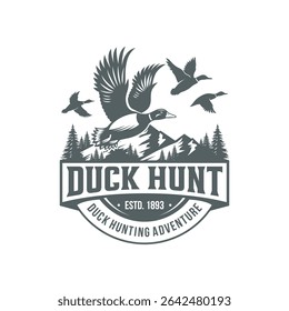 Hunting Logo Badge or Emblem for Hunting Club Sport Duck Hunting Stamp