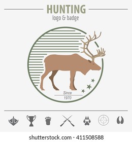 Hunting logo and badge template. Flat design. Vector illustration