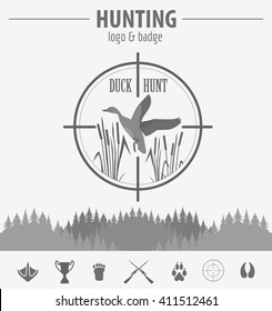 Hunting logo and badge template. Flat design. Vector illustration