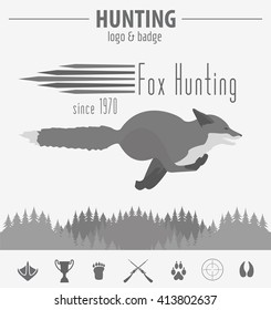 Hunting logo and badge template. Flat design. Vector illustration