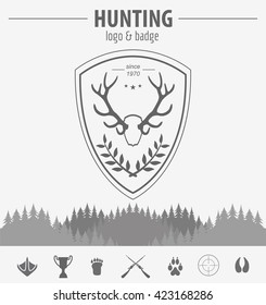Hunting logo and badge template. Flat design. Vector illustration
