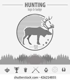Hunting logo and badge template. Flat design. Vector illustration