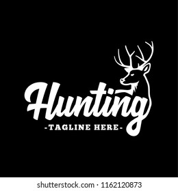 Hunting logo. Black and white lettering design. Decorative inscription. Hunting vector and illustration.