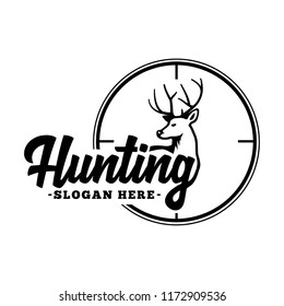 Hunting logo. Black and white lettering design. Decorative inscription. Hunting vector and illustration.