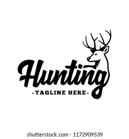 Hunting logo. Black and white lettering design. Decorative inscription. Hunting vector and illustration.