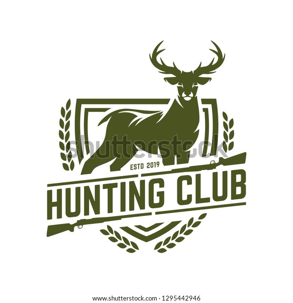 Hunting Logo Deer Hunting Stamp Stock Vector (Royalty Free) 1295442946