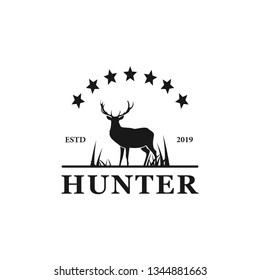 Hunting Logo. Duck and Deer Hunt Logo. Deer Emblem Badge Logo Vector Illustration