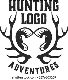 Hunting Logo with elk and ram antler