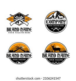 hunting logo and mountain background