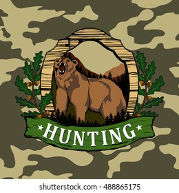Hunting logo. Vector Angry Bear. 