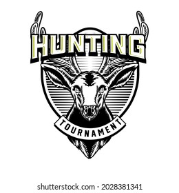 hunting logo vector badge emblem with deer