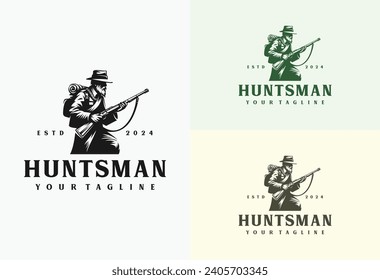 ilustración vectorial del logotipo del hombre cazador en estilo vintage