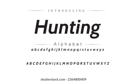 Hunting Modern abstract digital alphabet font. Minimal technology typography, Creative urban sport fashion futuristic font and with numbers. vector illustration