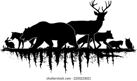 Hunting Outdoors Forest Animals Vector Collection
