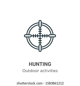 Hunting outline vector icon. Thin line black hunting icon, flat vector simple element illustration from editable outdoor activities concept isolated on white background