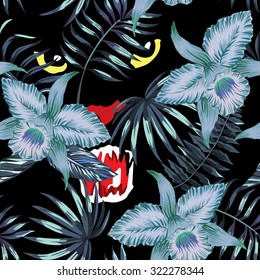 hunting panther in the jungle pattern