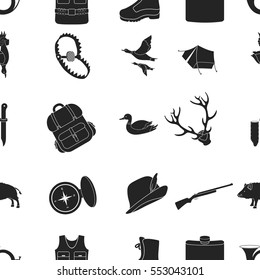 Hunting pattern icons in black style. Big collection of hunting vector symbol stock illustration