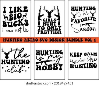 Retro SVG Design Paket Vol. 1,Jagd Retro Design, Hirschjagd, Jagdziffern, Jagdfischen, Retro-Paket-Jagd, Kalligrafie-Design,